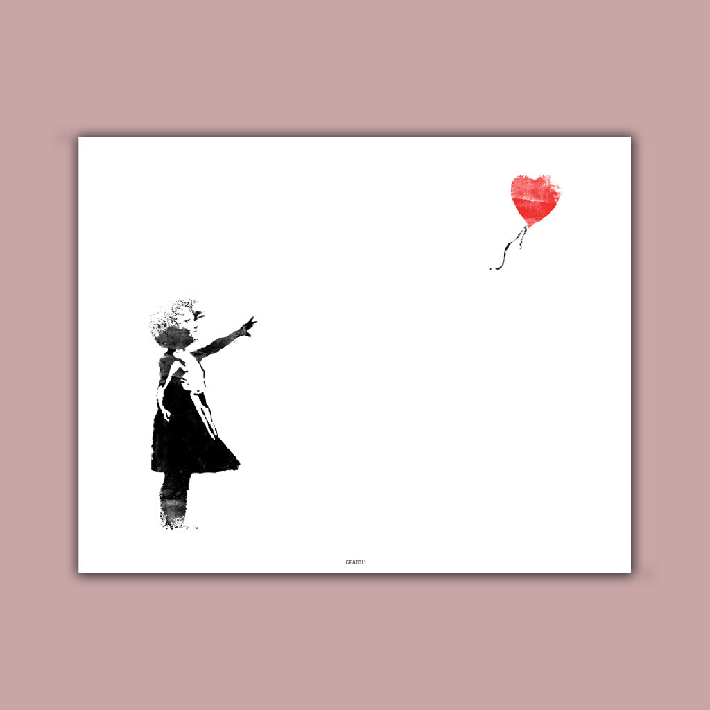 Graffiti art - Girl with heart balloon Art Print