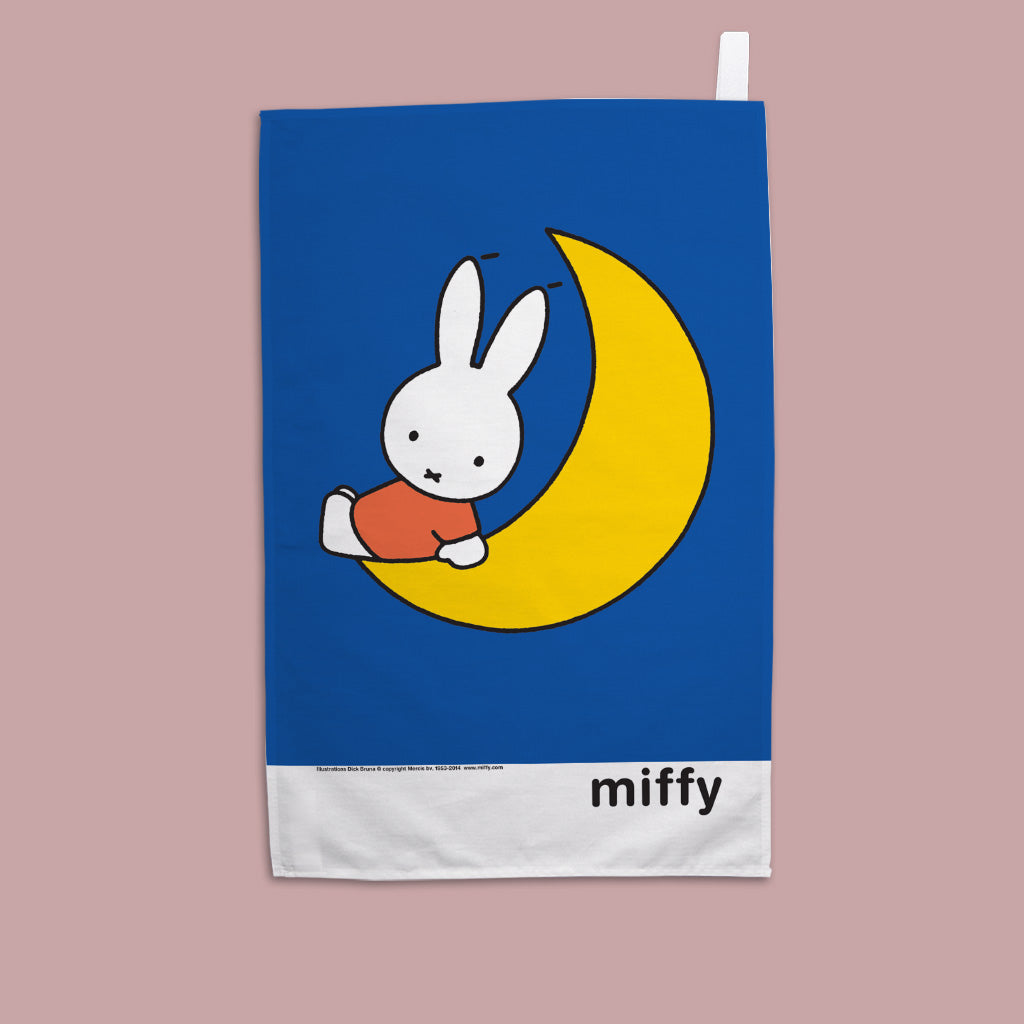 Miffy - with moon  Tea Towel