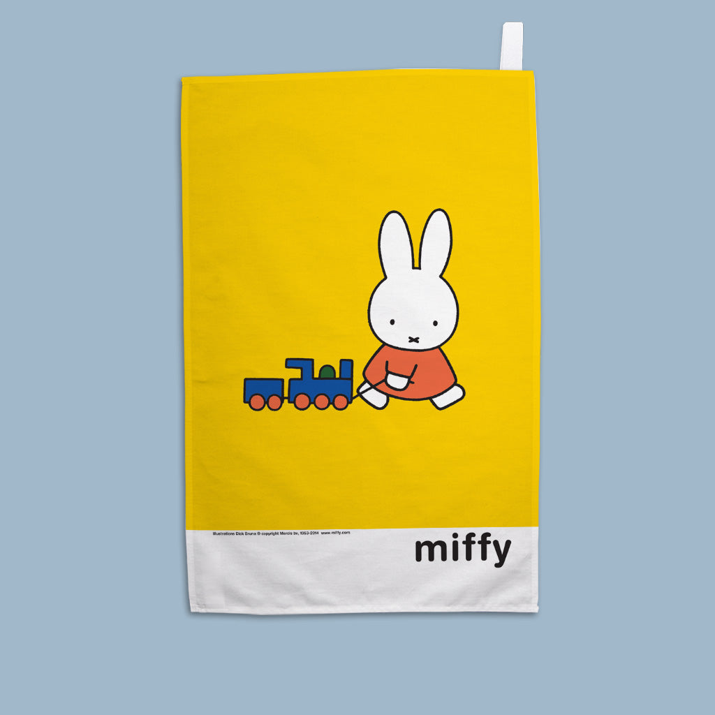 Miffy - pulling a train  Tea Towel