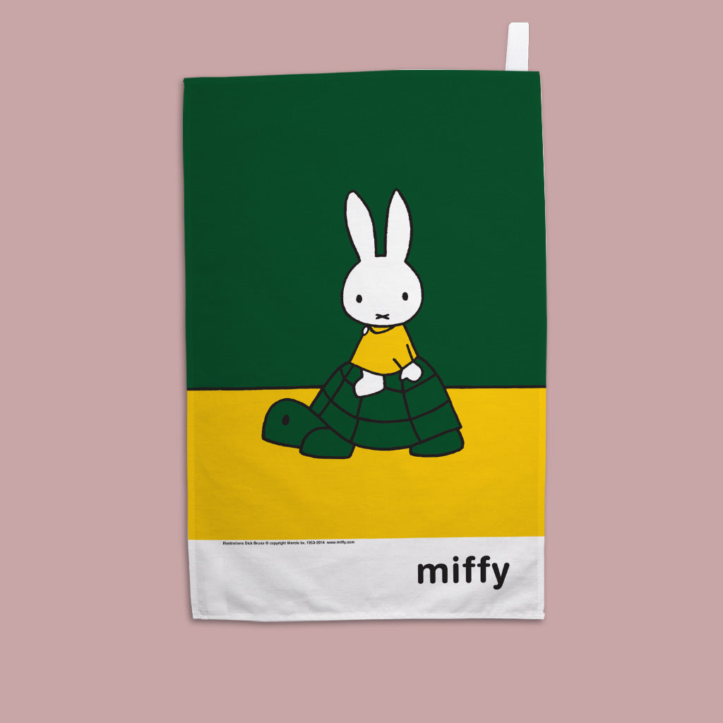 Miffy - Sitting on a turtle  Tea Towel