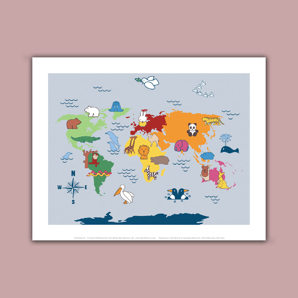 Miffy animals map  Art Print