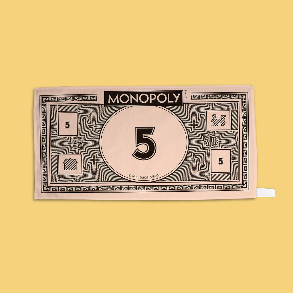 Classic Monopoly Money Â£5 Tea Towel
