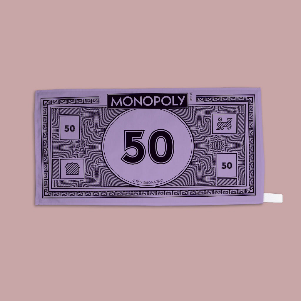 Classic Monopoly Money Â£50 Tea Towel