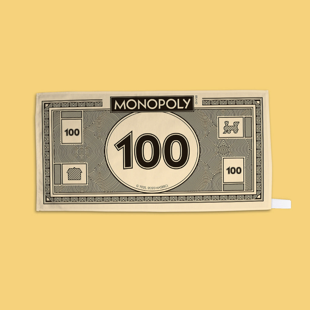 Classic Monopoly Money Â£100 Tea Towel