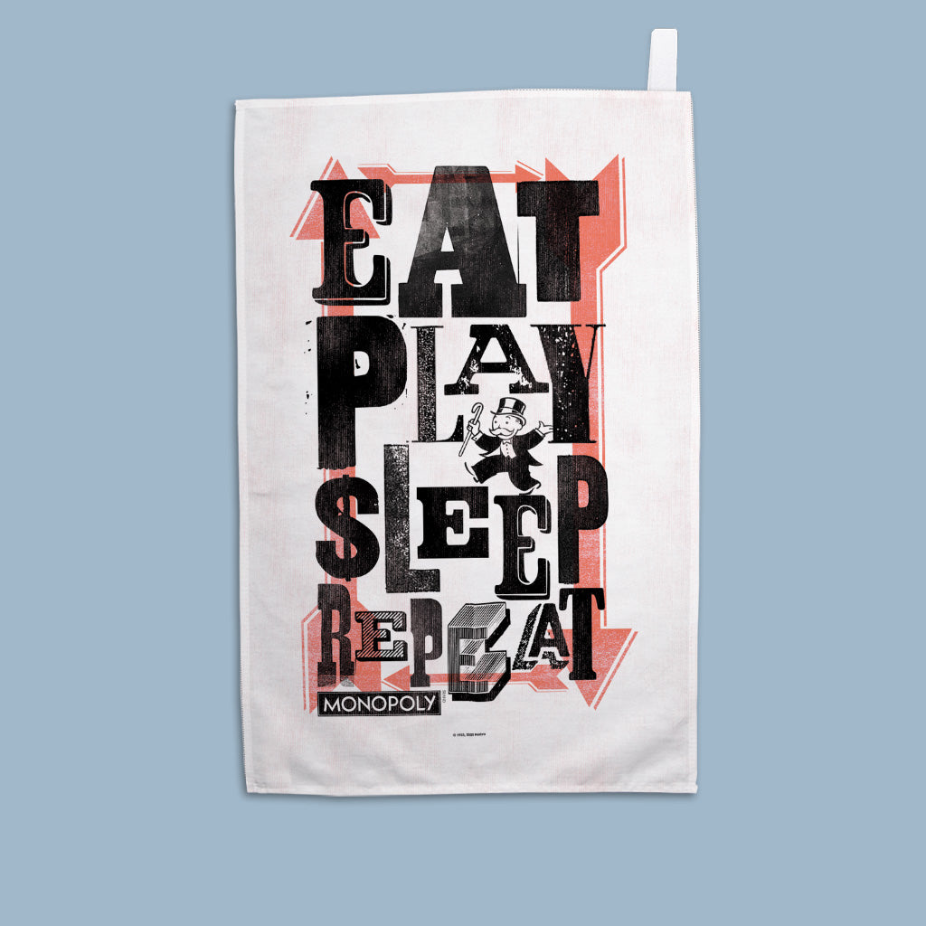 Monopoly Retro - Eat, Play, Sleep Tea Towel