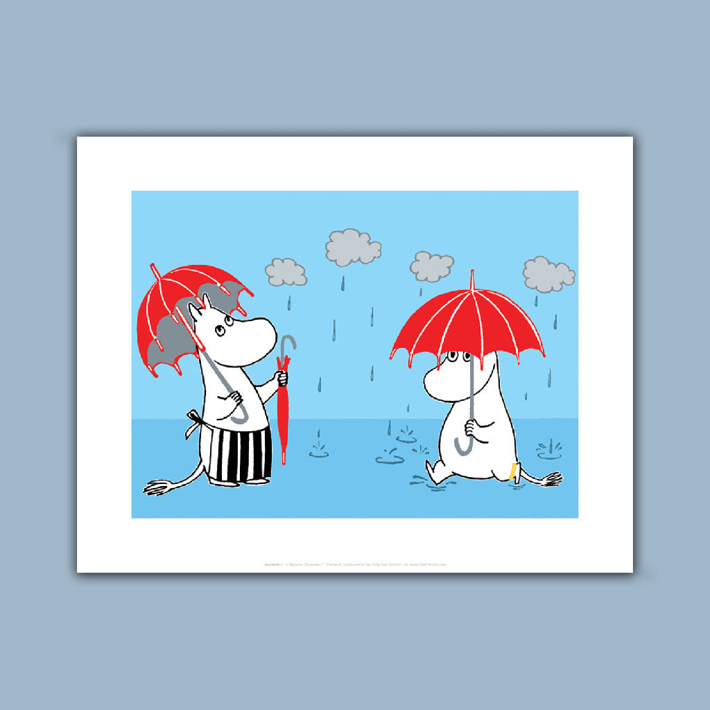 Moomin in the rain Art Print