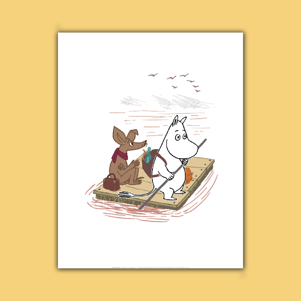 Moomintroll and sniff on floater in water  Art Print
