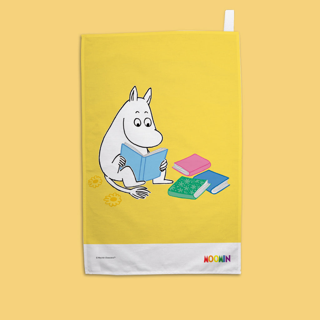 Moomintroll reading a book Tea Towel