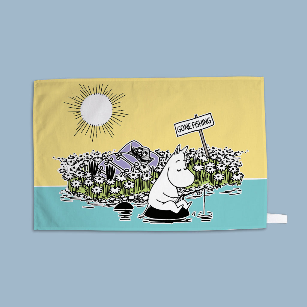 Moomin Gone fishing Tea Towel