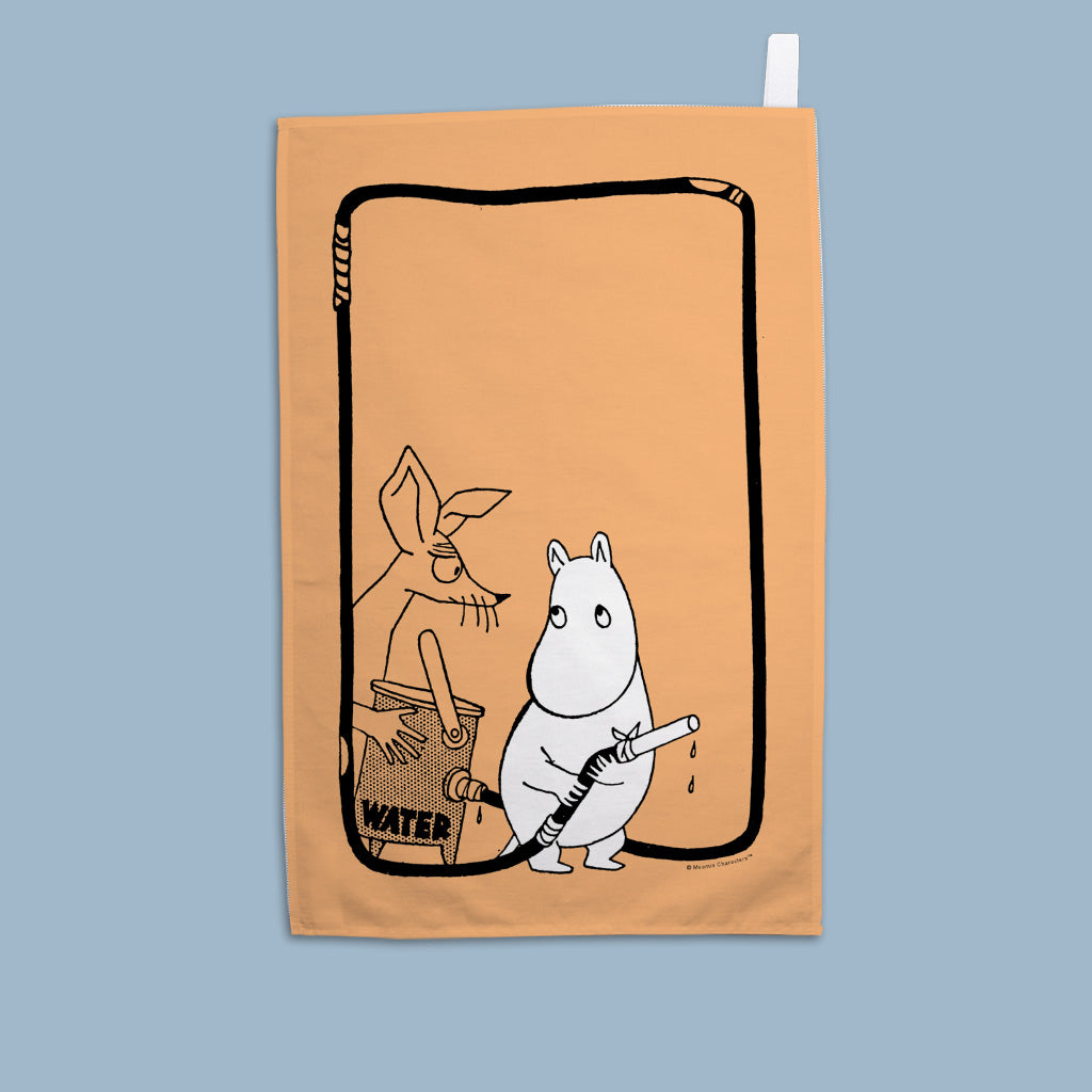 Sniff and Moomin troll wioth water canister  Tea Towel