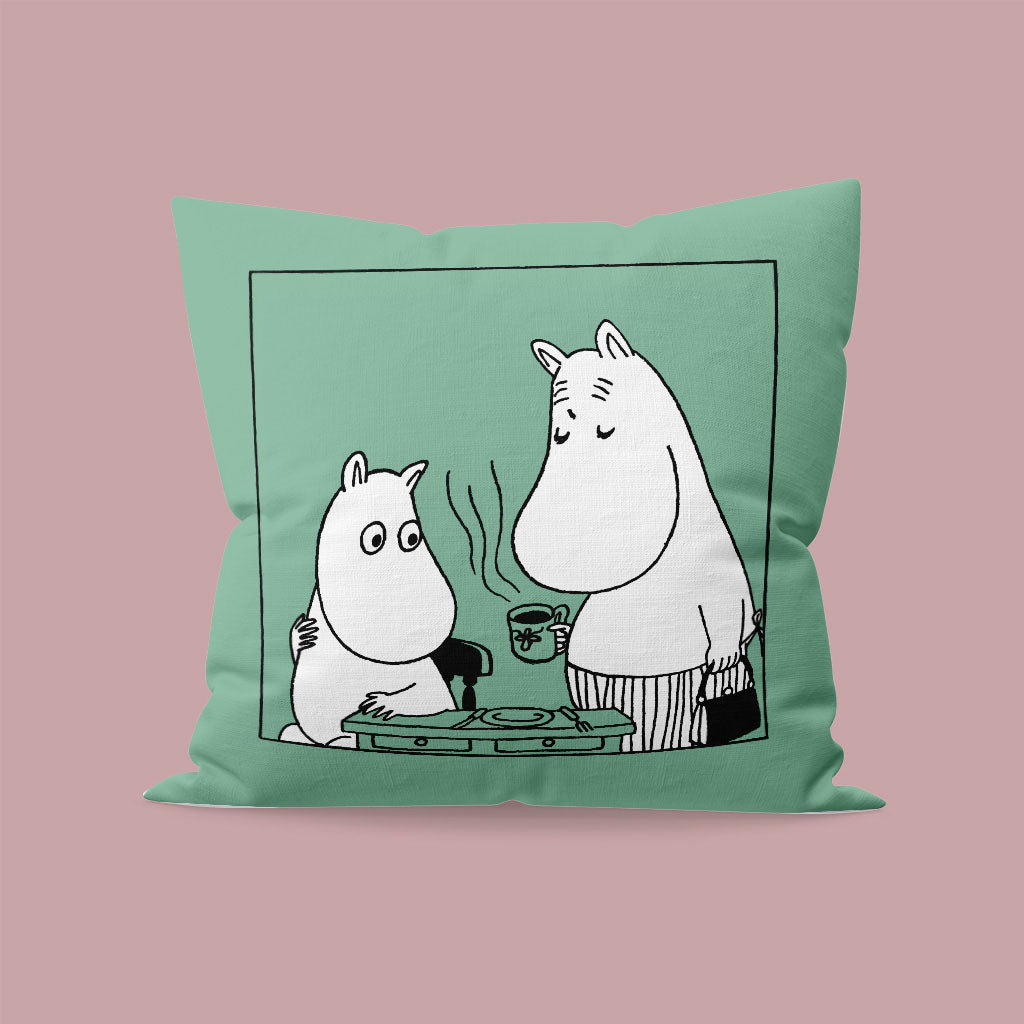Moominmamma with moomintrool with cup of tea Cushion