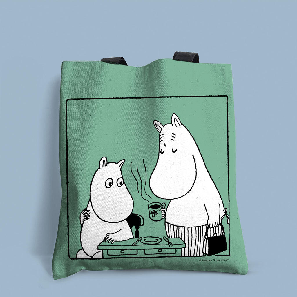 Moominmamma with moomintrool with cup of tea Edge-to-Edge Tote Bag