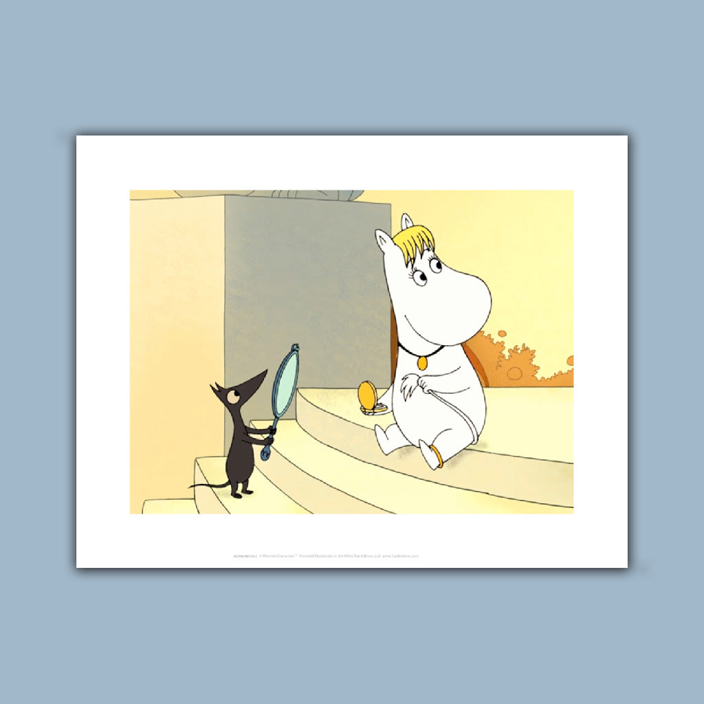 Moomin sitting on the stairs Art Print