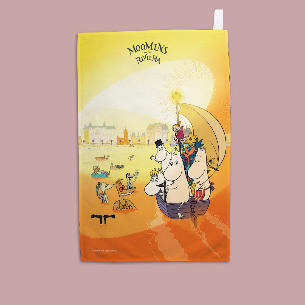 Moomin - characters in a boat  Tea Towel