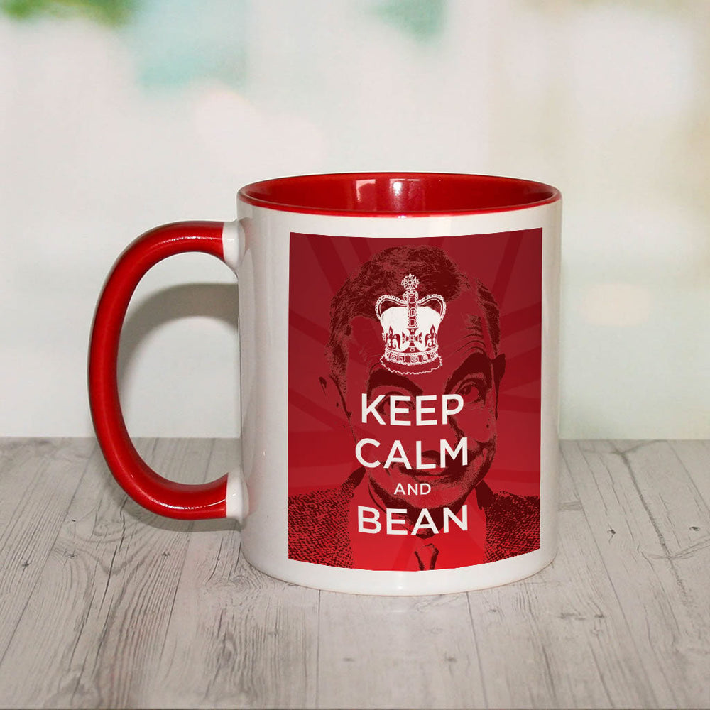 Keep Calm and Bean Coloured insert mug (Lifestyle)