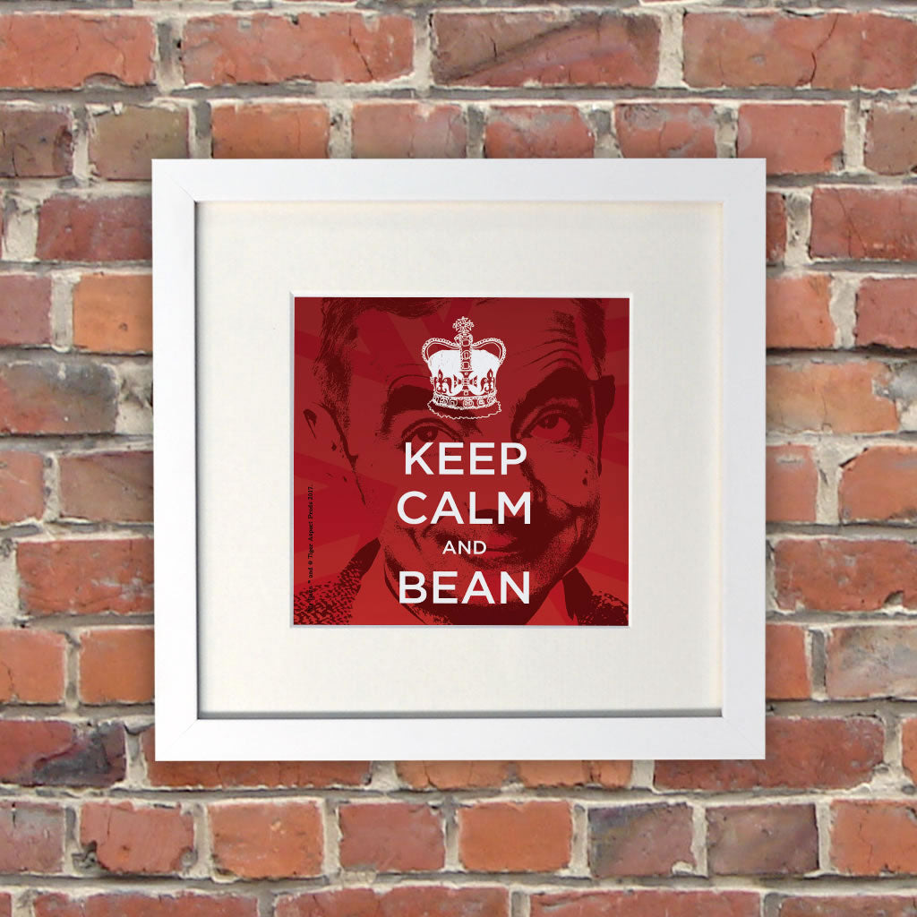 Keep Calm and Bean White Framed Print (Lifestyle)