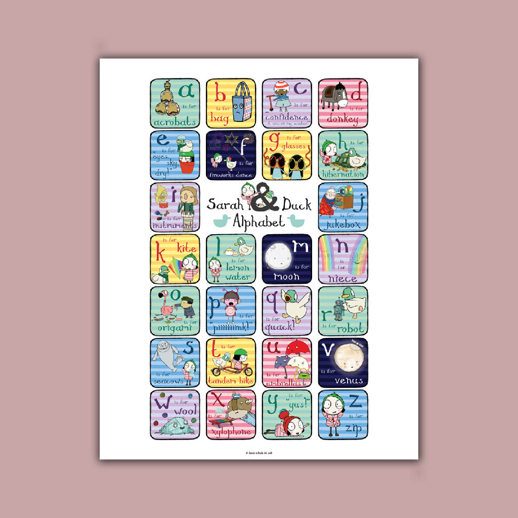 Sarah & Duck Lowercase Alphabet Art Print