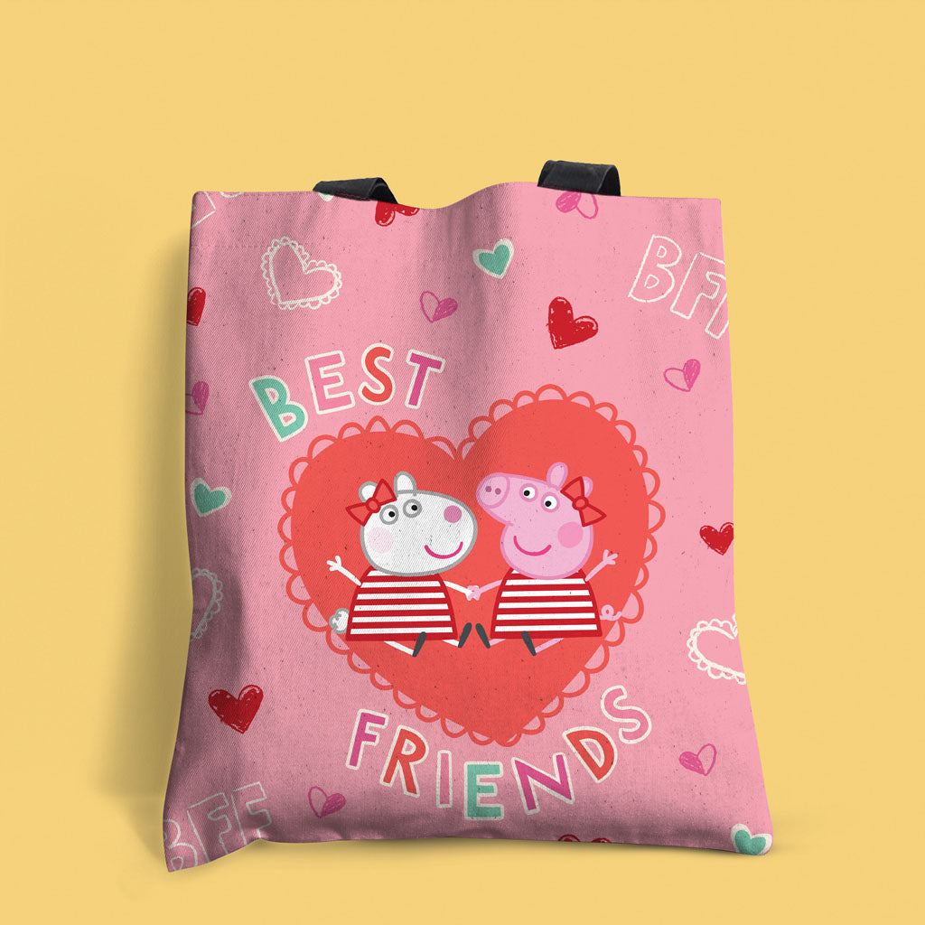 Best Friends Love Hearts Edge-to-Edge Tote Bag