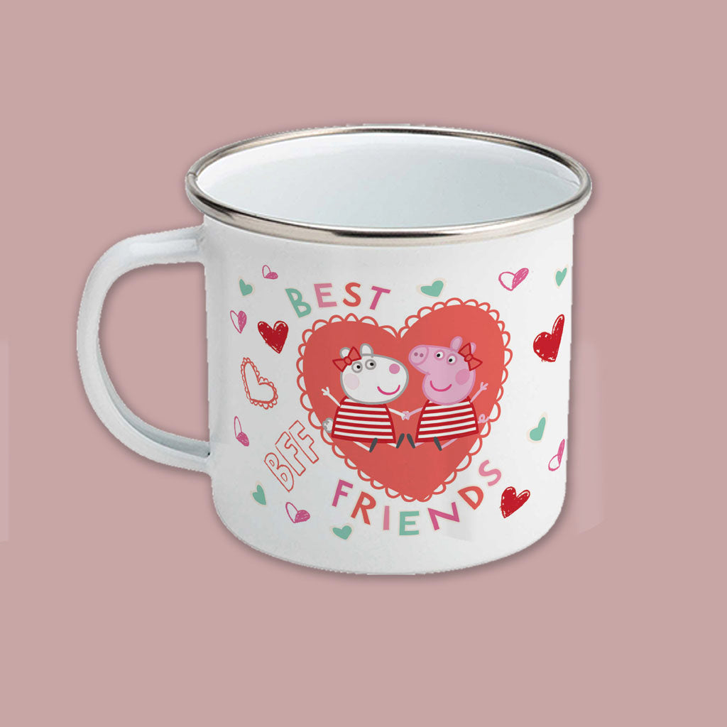 Best Friends Love Hearts Enamel Mug