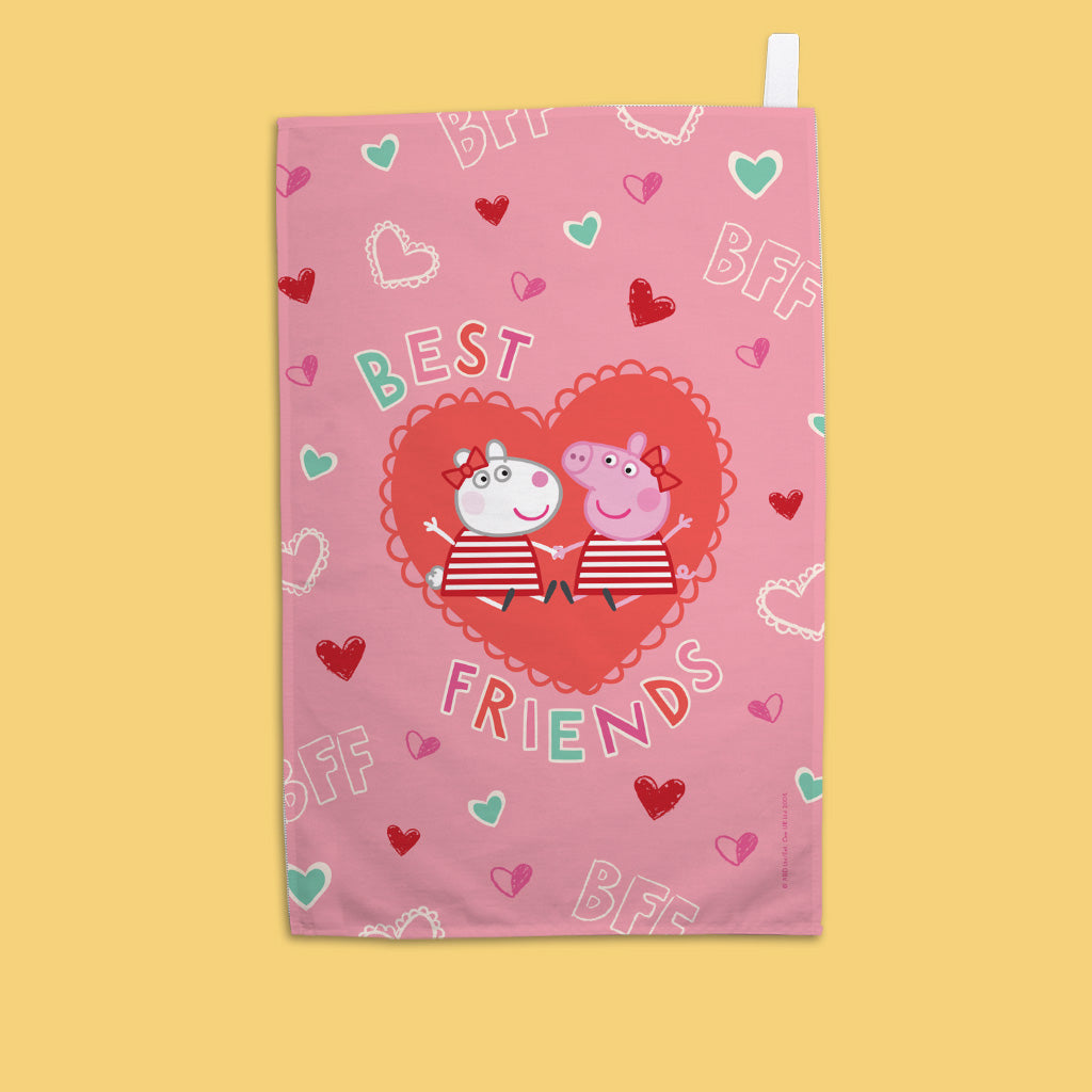 Best Friends Love Hearts Tea Towel