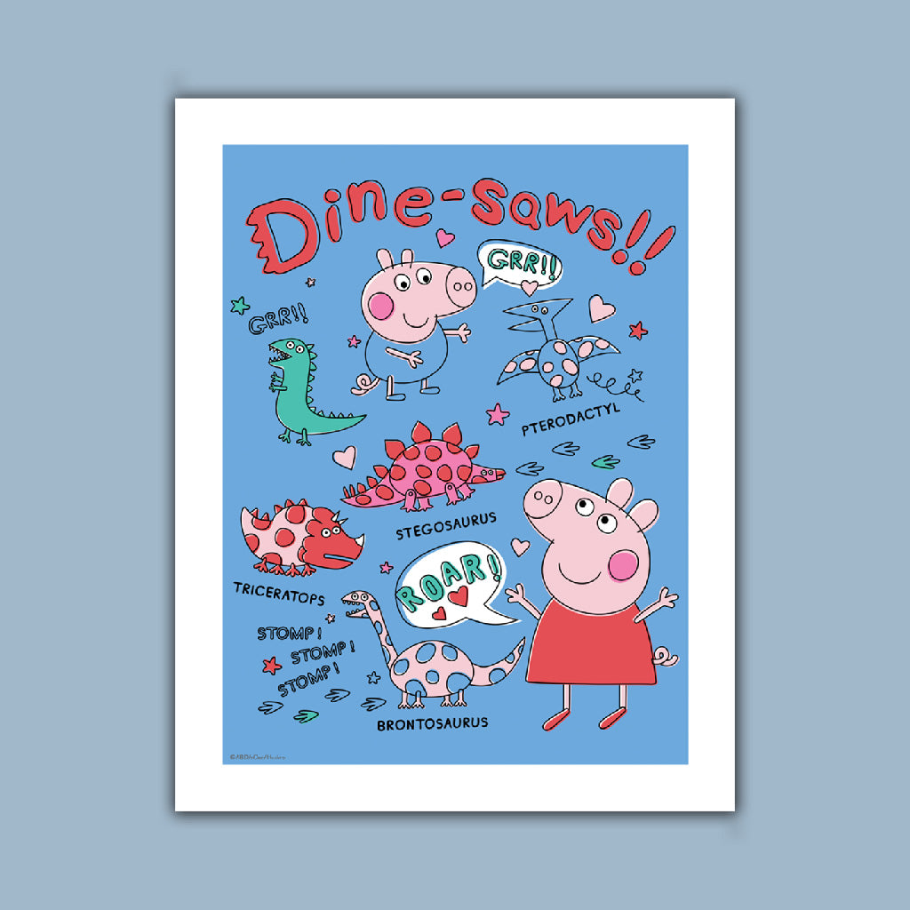 Peppa and George Pig Dine-saws! Blue Art Print