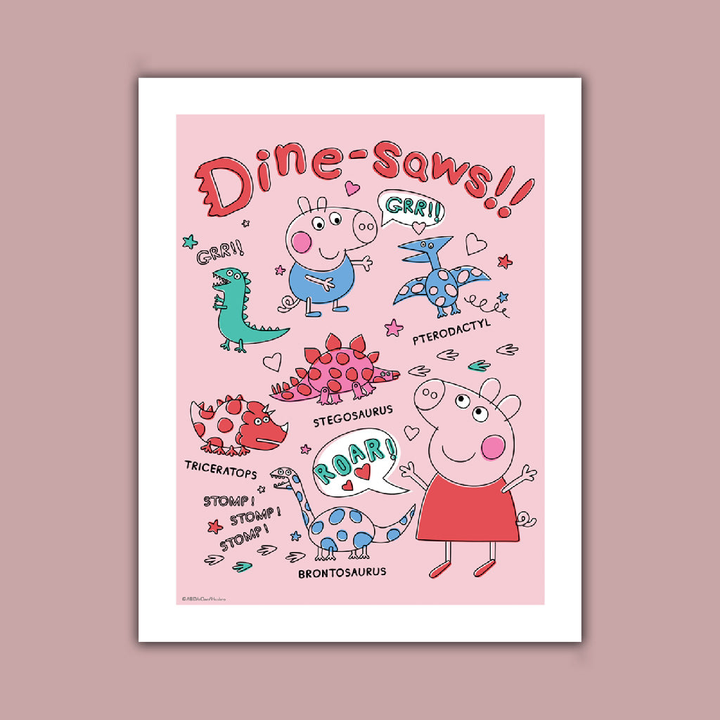 Peppa and George Pig Dine-saws! Pink Art Print