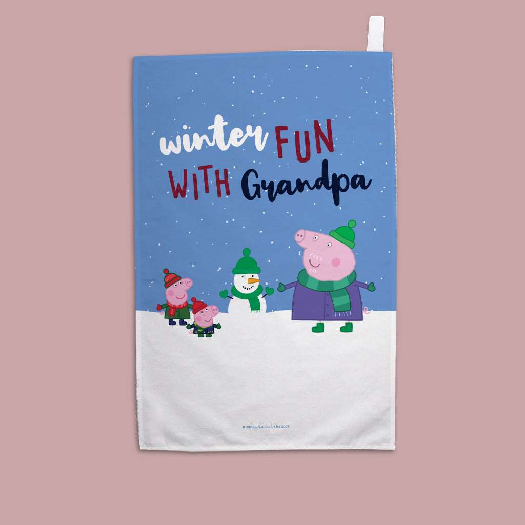 Winter Fun with Grandpa Tea Towel