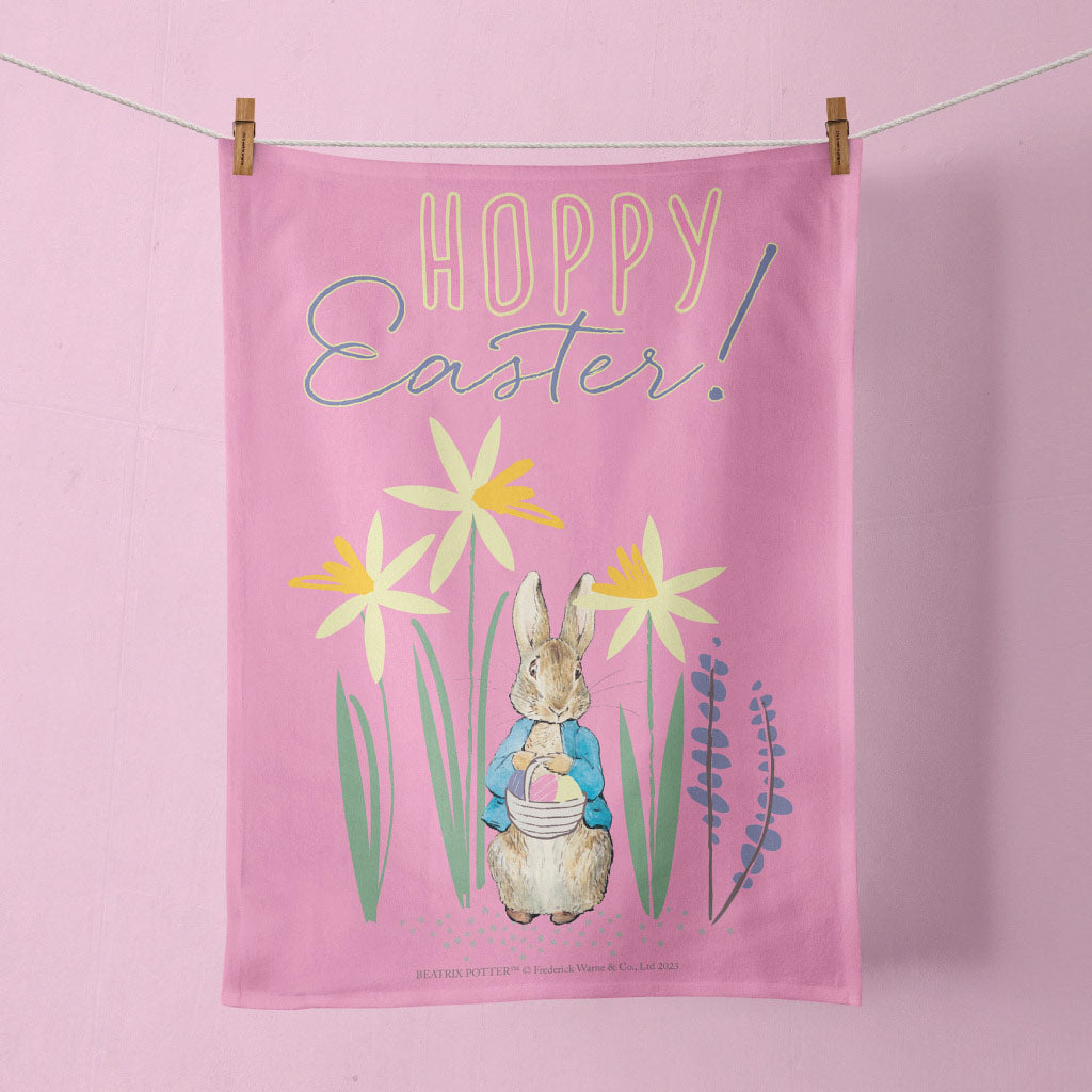 Hoppy Easter Pink Tea Towel
