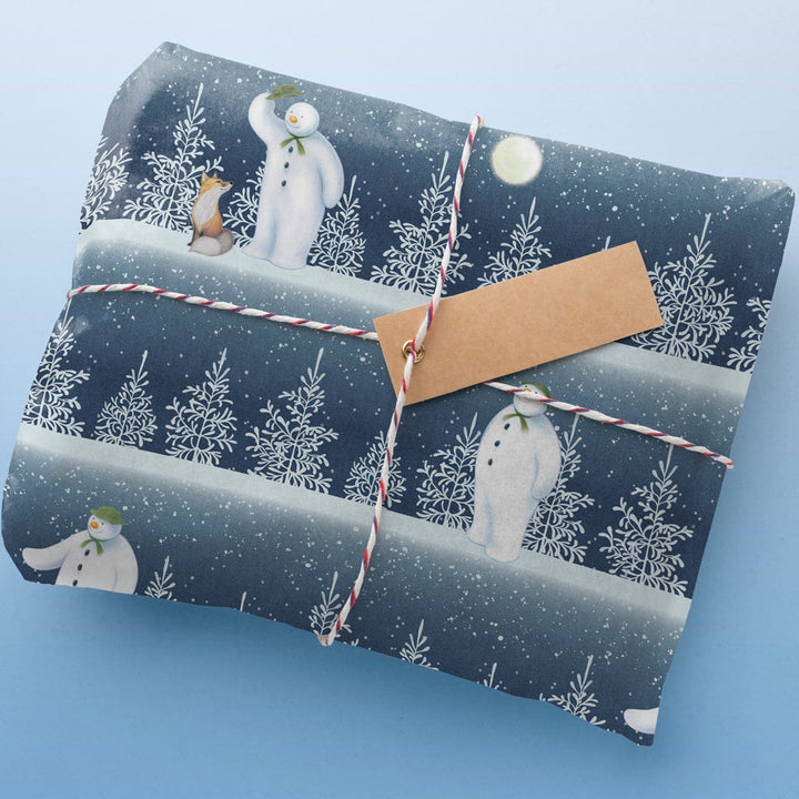 Snowman Night Scene Gift Wrap