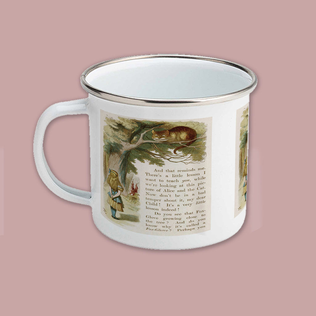 Alice In Wonderland, Cheshire Cat Book Enamel Mug