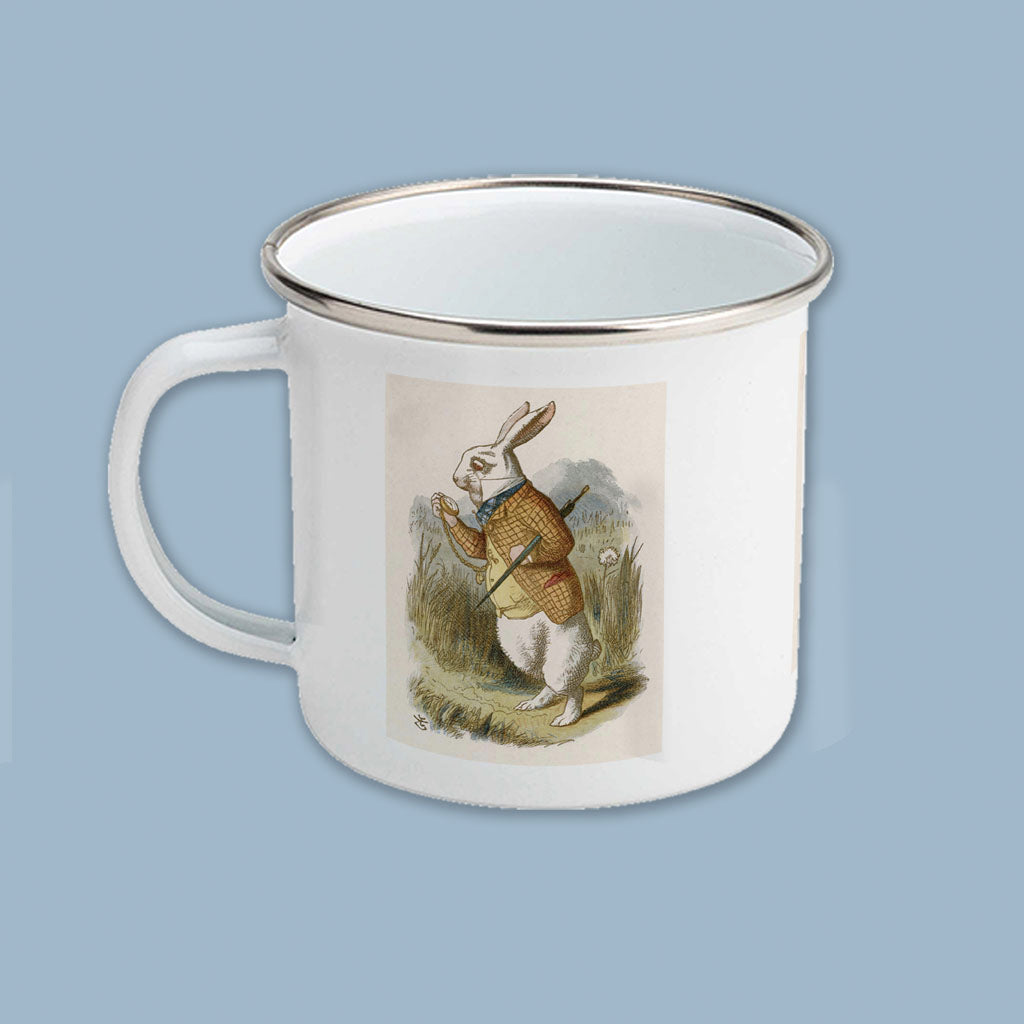 The White Rabbit Checks His Pocket Watch Enamel Mug