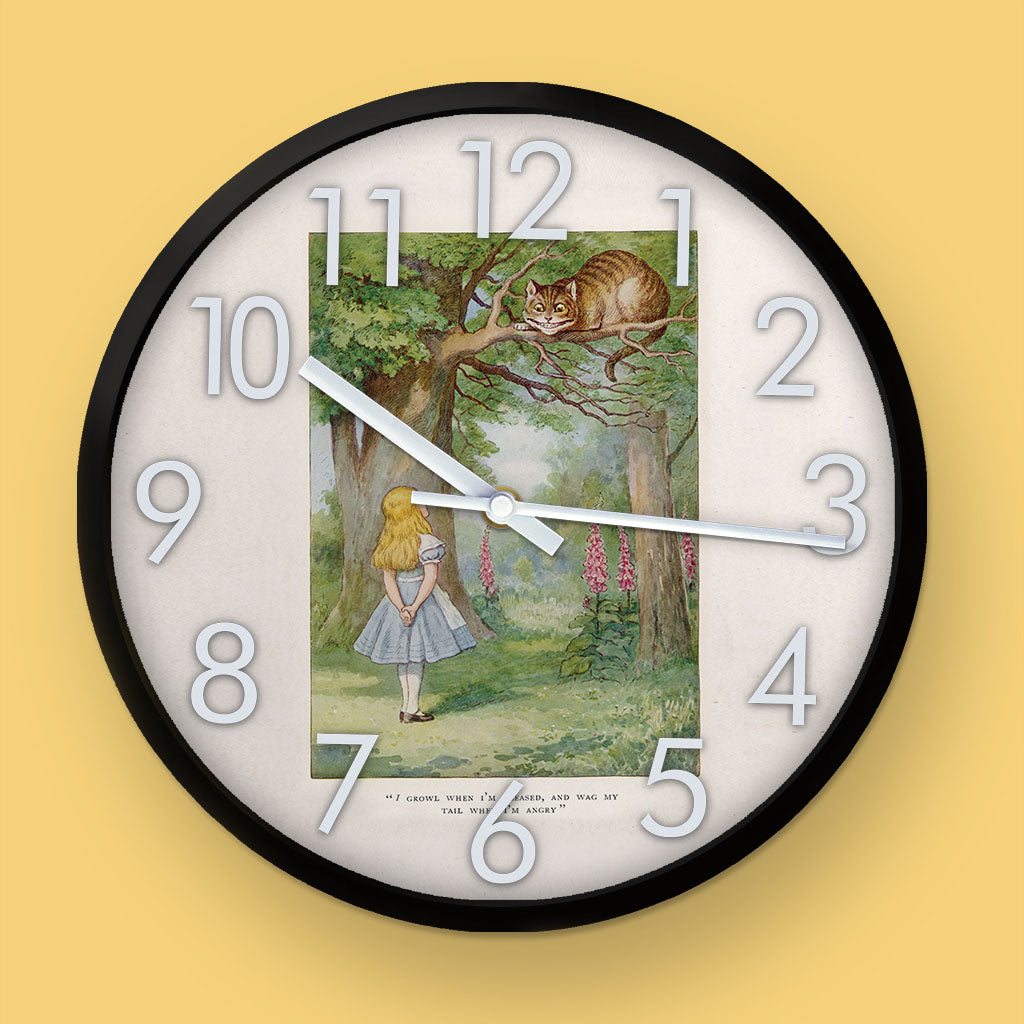 Alice in Wonderland Cheshire Cat illustration Clock