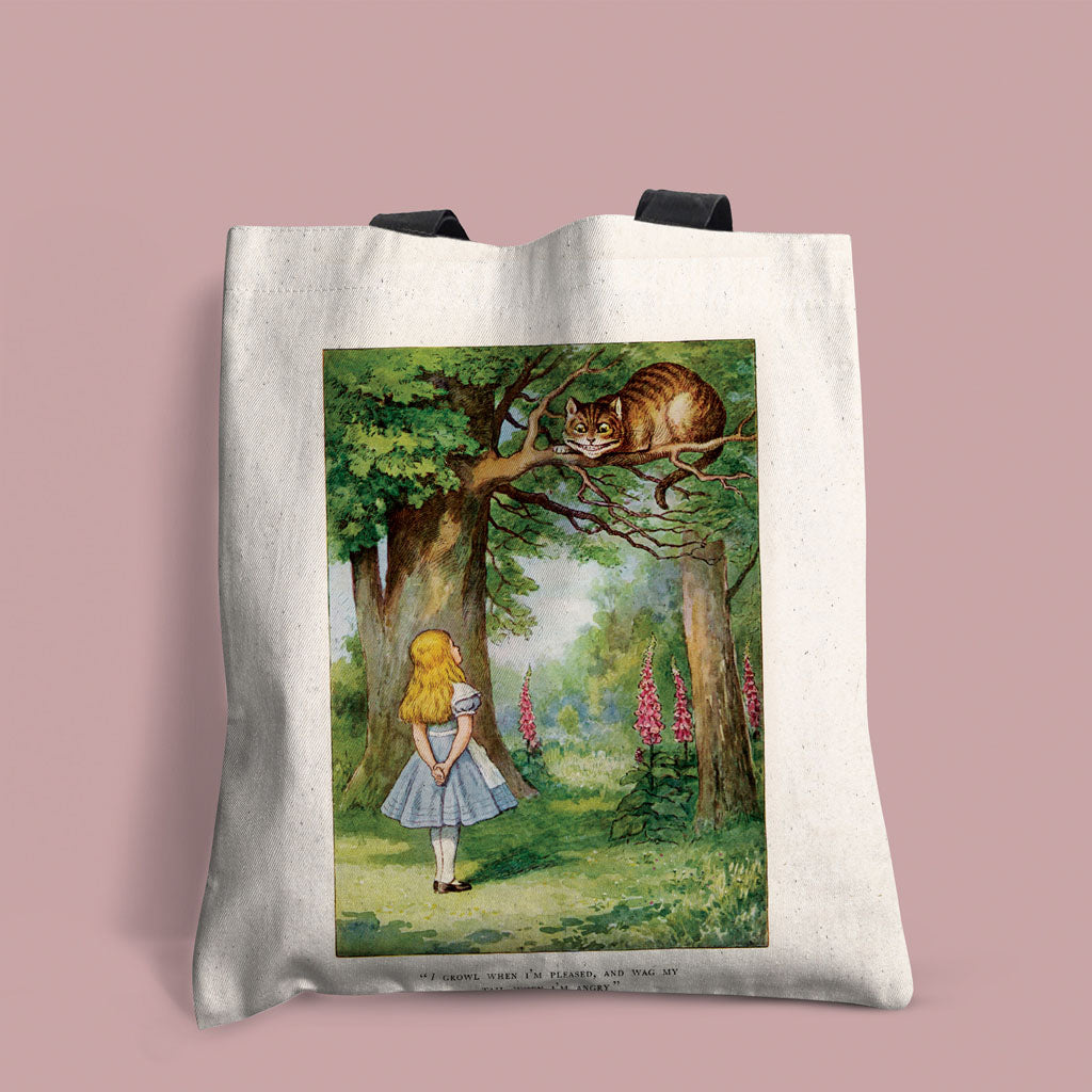 Alice in Wonderland Cheshire Cat illustration Edge-to-Edge Tote Bag