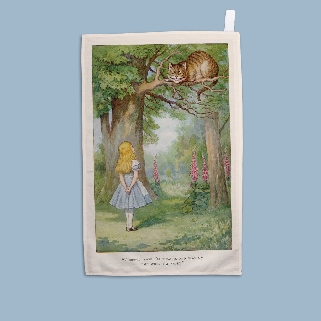 Alice in Wonderland Cheshire Cat illustration Tea Towel