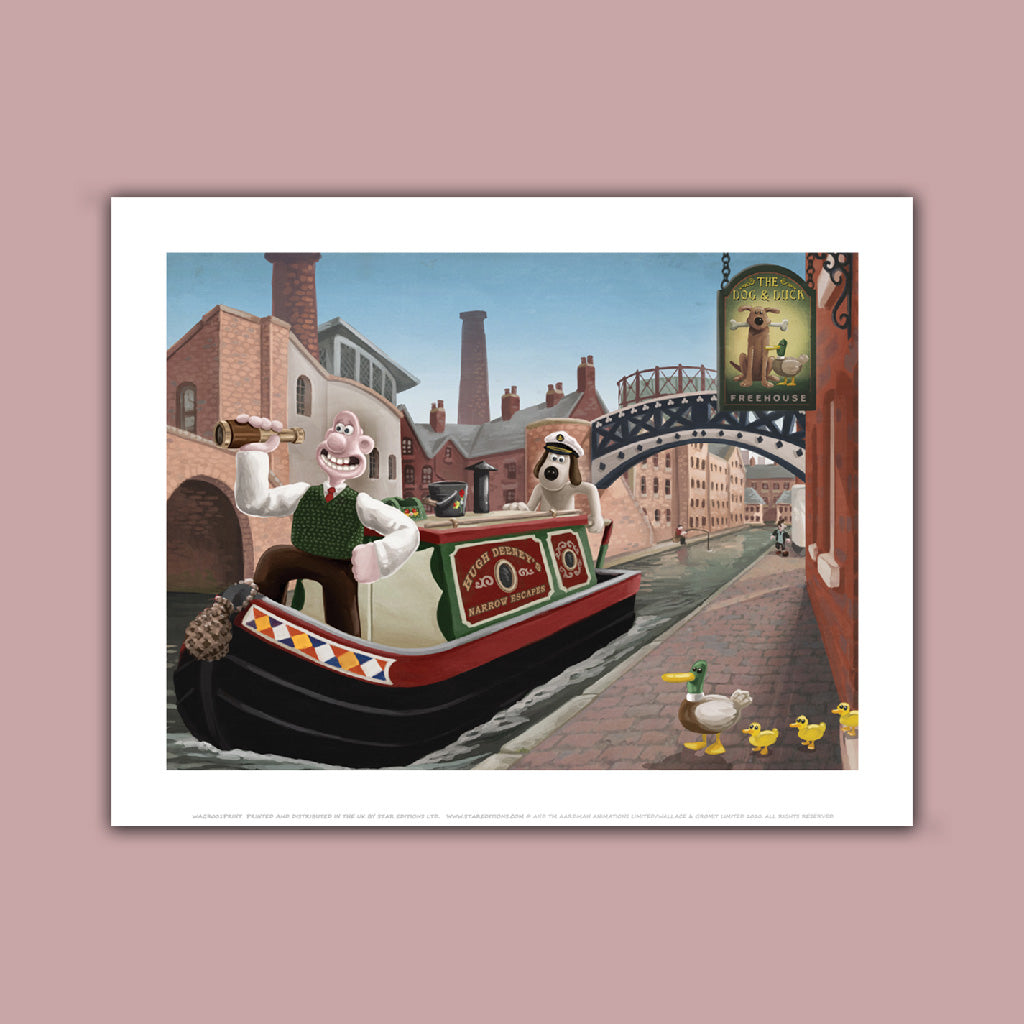 Wallace and Gromit Canal Boat Trip in Birmingham Art Print