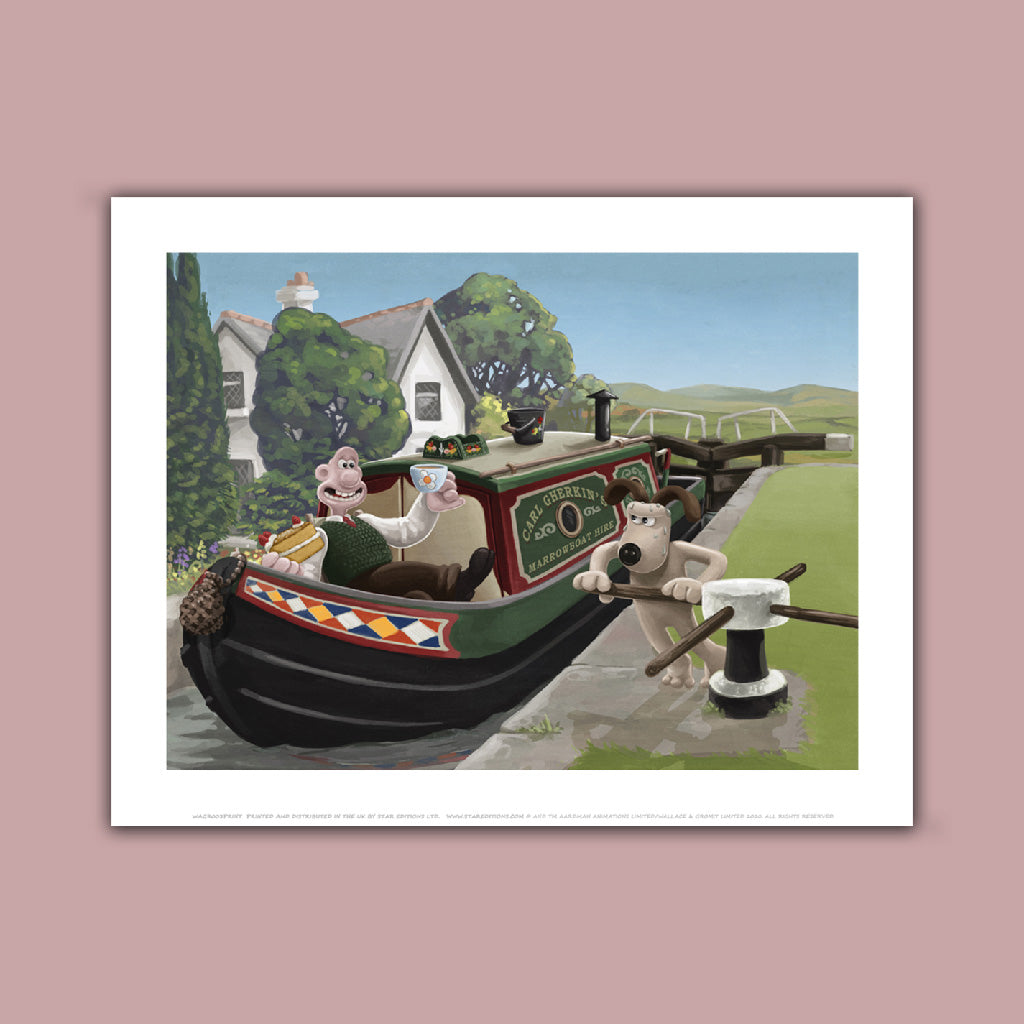 Wallace and Gromit enjoying a Canal Boat Trip Art Print