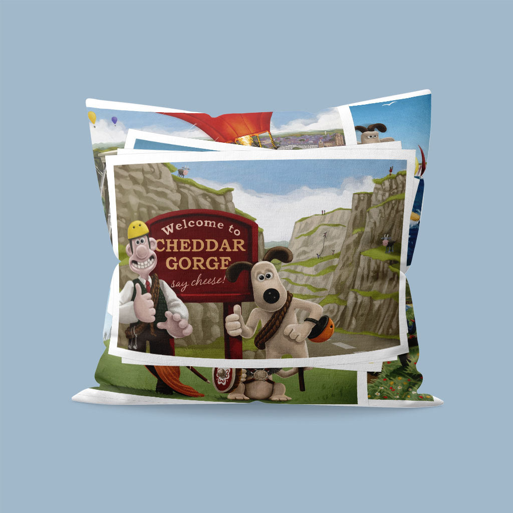 Wallace and Gromit Visit Chedder Gorge Cushion