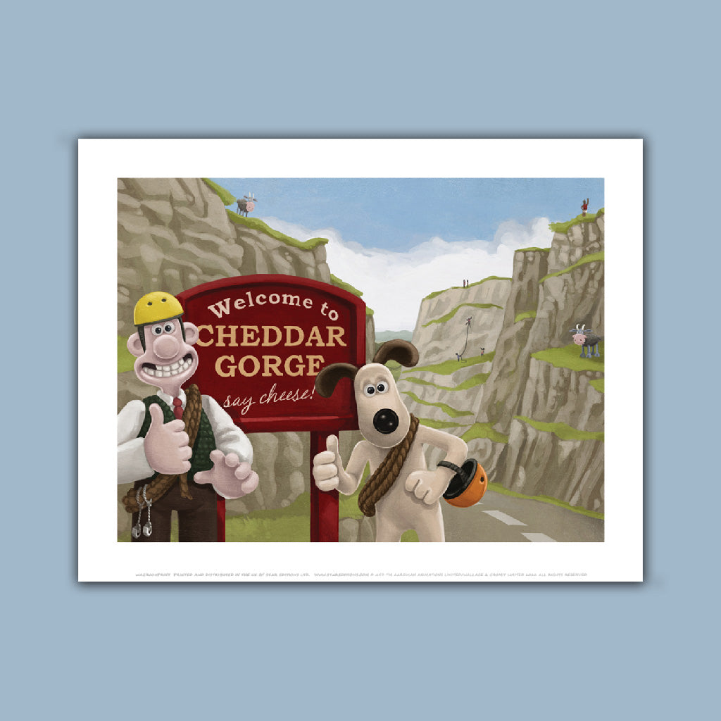 Wallace and Gromit Visit Chedder Gorge Art Print