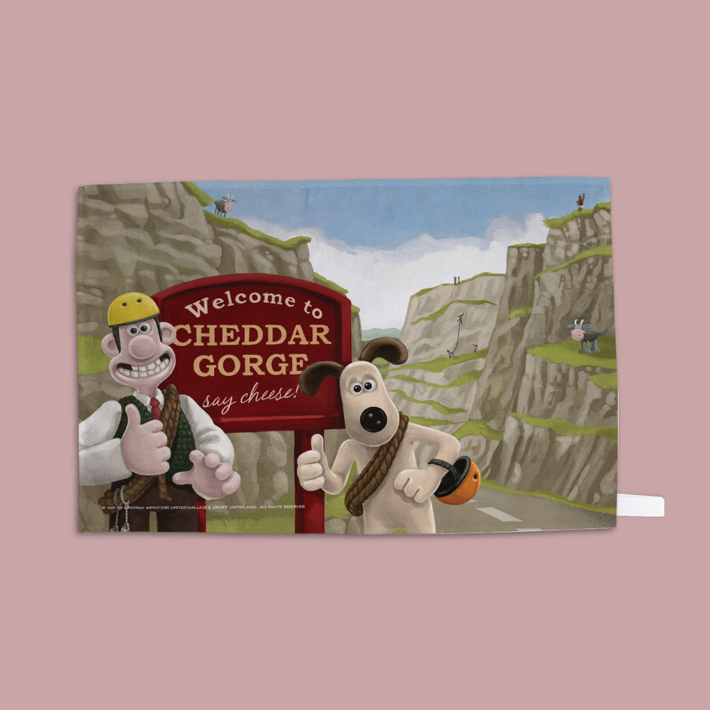 Wallace and Gromit Visit Chedder Gorge Tea Towel