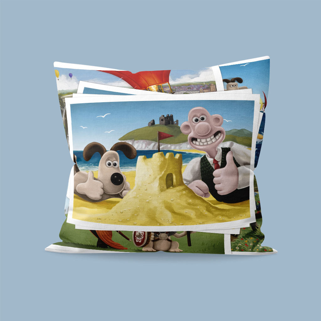 Wallace and Gromit make a Sandcastle Cushion