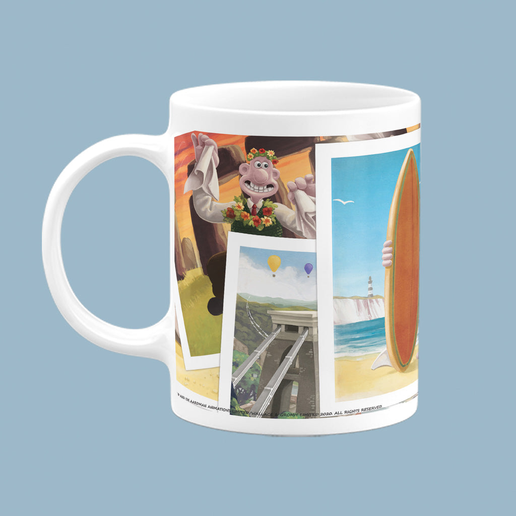 Wallace and Gromit surfing at the Beach Mug
