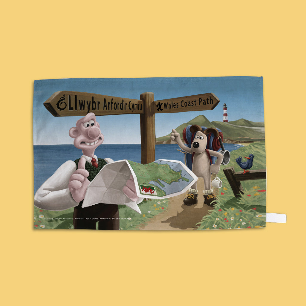 Wallace and Gromit Visit Wales Tea Towel