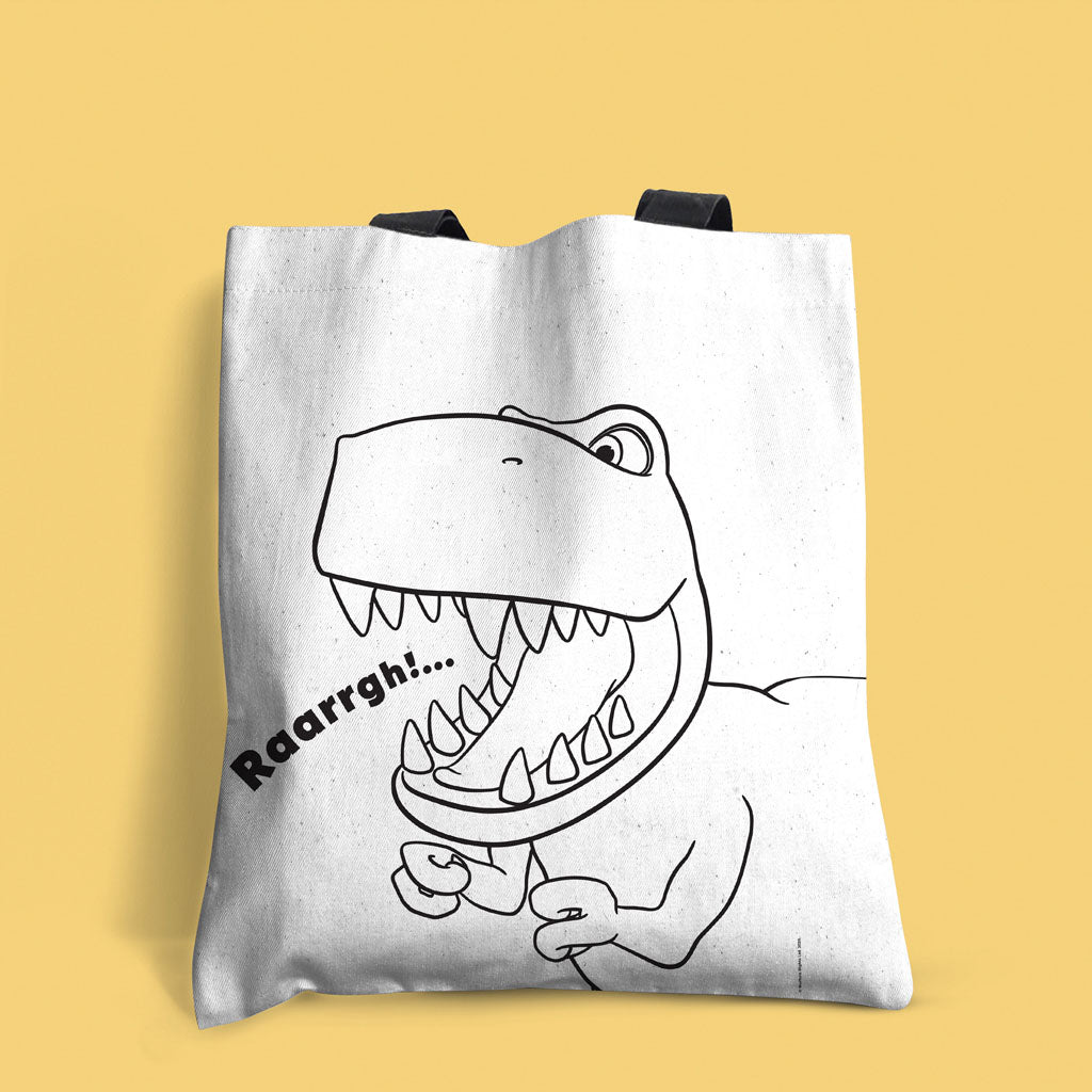 Dinosaur Roar Lineart Edge-to-Edge Tote Bag