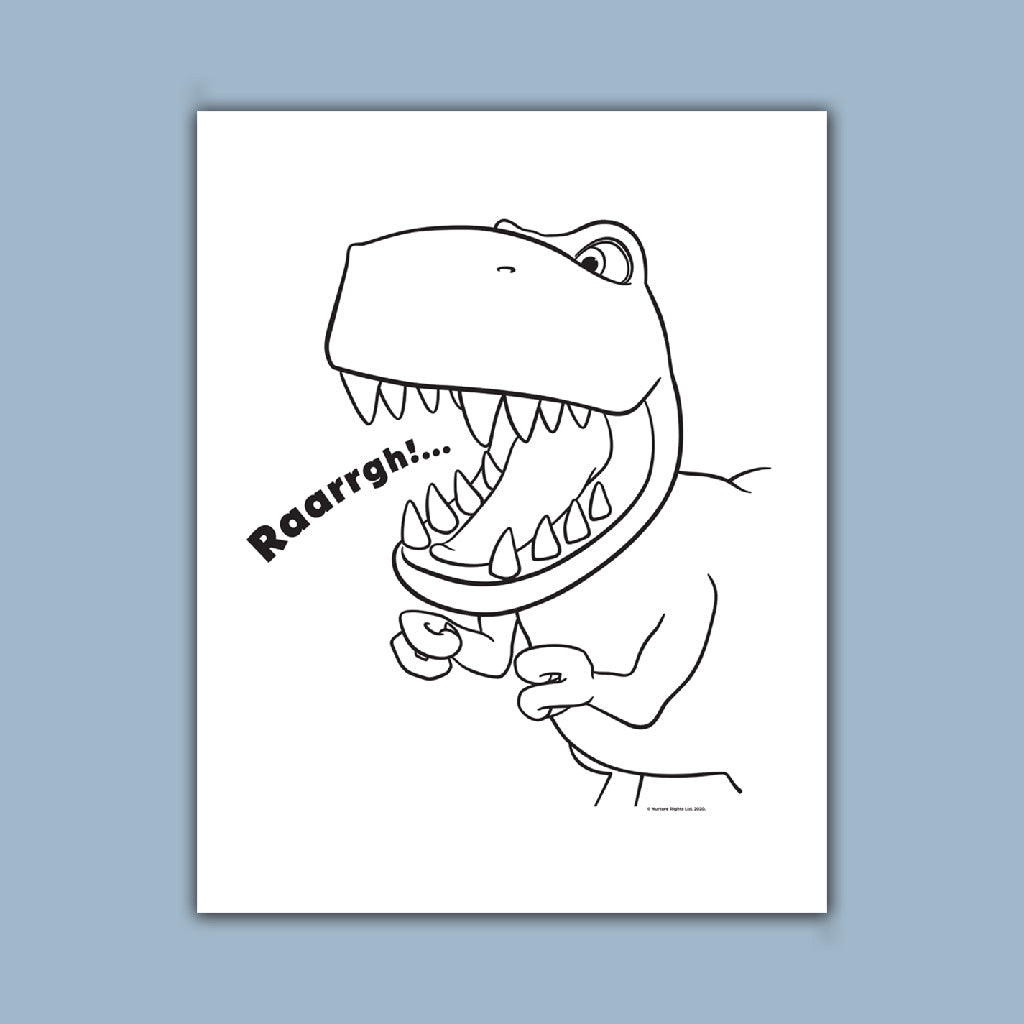 Dinosaur Roar Lineart Art Print