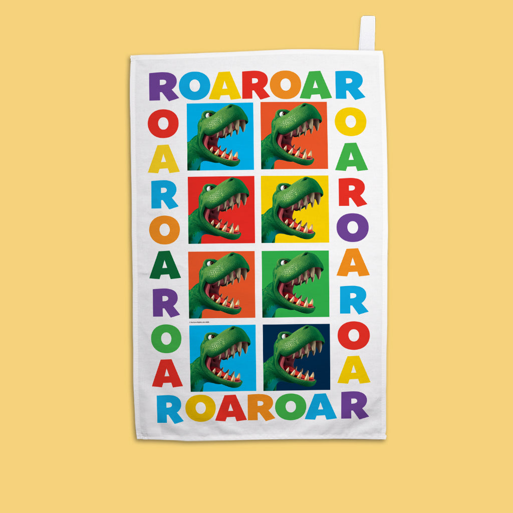 Dinosaur Roar Squares Tea Towel