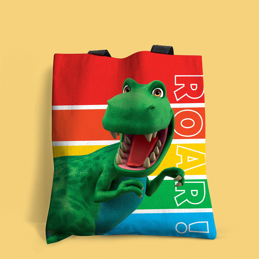 Dinosaur Roar Stripes Edge-to-Edge Tote Bag